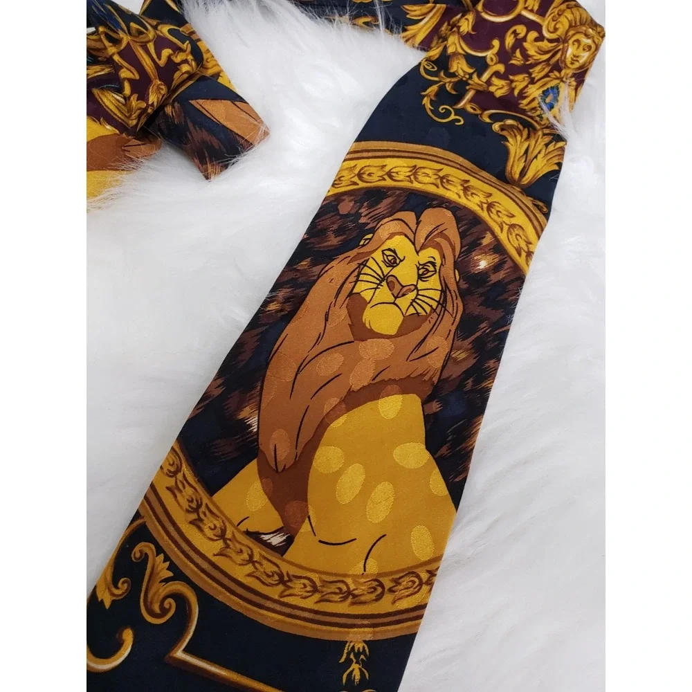Vintage LION KING MUFASA Necktie Tie Mens 90s Disney 100% SILK